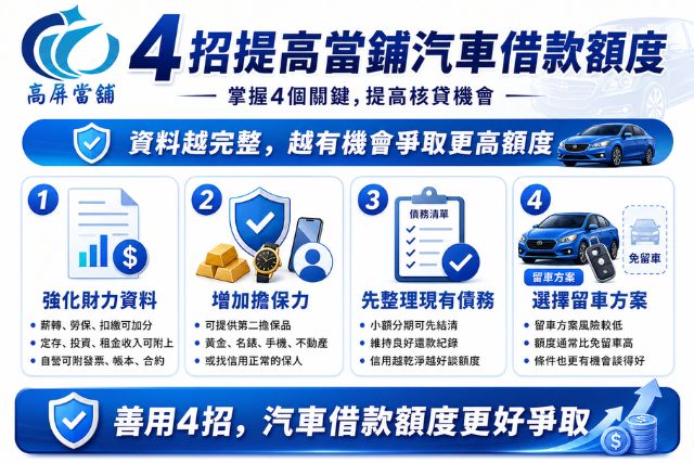 ４招教你怎麼提高當鋪汽車借款額度
