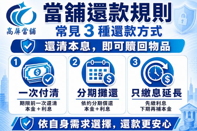 當舖還款規則有3個