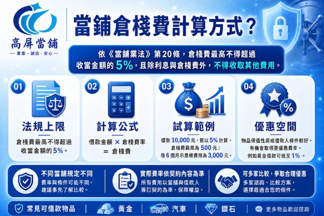 當鋪倉棧費計算方式